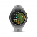 Garmin - Approach S70 GPS Smartwatch 42mm Ceramic - Black Ceramic Bezel with Powder Gray Silicone Band