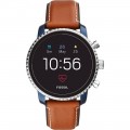 Fossil - Gen 4 Explorist HR Smartwatch 45mm Stainless Steel - Blue IP with Light Brown Leather Strap