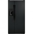 GE - 23.0 Cu. Ft. Side-by-Side Refrigerator with External Ice & Water Dispenser - High gloss black
