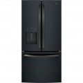 GE - 17.5 Cu. Ft. French Door Counter-Depth Refrigerator - Black stainless steel