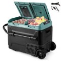 Costway - Dual Zone 12V Car Refrigerator 64QT Portable Compressor Fridge Freezer (-4℉~68℉) for RVs - Green