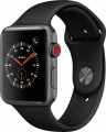 Apple - Geek Squad Certified Refurbished Apple Watch Series 3 (GPS+Cellular) 42mm Space Gray Aluminum Case with Black Sport Band - Space Gray Aluminum