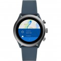 Fossil - Sport Smartwatch 43mm Aluminum - Blue/Smoke with Smokey Blue Silicone Band