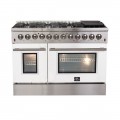 Forno Appliances - Galiano 6.58 Cu. Ft. Freestanding Dual Fuel Electric Range with Convection Oven - White Door