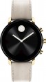Movado - Connect 2.0 Smartwatch 40mm Ion-Plated Stainless Steel - Pale Yellow Gold With Light Gray Leather Strap