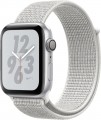 Apple - Geek Squad Certified Refurbished Apple Watch Nike+ Series 4 (GPS) 44mm Silver Aluminum Case Summit White Nike Sport Loop - Silver Aluminum