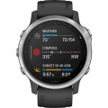 Garmin - fēnix 6S Smartwatch 42mm Fiber-Reinforced Polymer - Silver with Black Silicone Band