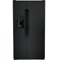 GE - 25.3 Cu. Ft. Side-by-Side Refrigerator with External Ice & Water Dispenser - High gloss black