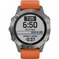 Garmin - fēnix 6 Sapphire Smartwatch 47mm Fiber-Reinforced Polymer - Titanium With Ember Orange Band