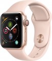 Apple - Geek Squad Certified Refurbished Apple Watch Series 4 (GPS) 40mm Gold Aluminum Case with Pink Sand Sport Band - Gold Aluminum