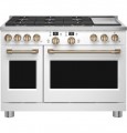 Café - 8.25 Cu. Ft. Freestanding Double Oven Dual Fuel True Convection Range with 6 Burners, Customizable - Matte White