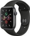 Apple - Geek Squad Certified Refurbished Apple Watch Series 5 (GPS) 44mm Space Gray Aluminum Case with Black Sport Band - Space Gray Aluminum