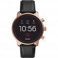 Fossil - Gen 4 Explorist HR Smartwatch 45mm Stainless Steel - Rose Gold with Black Leather Strap
