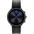 Movado - Connect 2.0 Smartwatch 42mm Stainless Steel - Stainless Steel With Black Leather Band