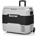 Costway - 53 QT Portable Car Refrigerator Dual-Zone Car Cooler for RVs - Gray