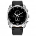 Citizen - CZ Smart Unisex Hybrid 42.5mm Stainless Steel Smartwatch with Black Leather Strap - Silver