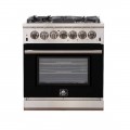 Forno Appliances - Capriasca 4.32 Cu. Ft. Freestanding Gas Range with Convection Oven - Black Door - Black