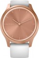 Garmin - vívomove Style Hybrid Smartwatch 42mm Aluminum - Rose Gold With White Silicone Band