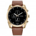 Citizen - CZ Smart Unisex Hybrid 42.5mm Goldtone IP Stainless Steel Smartwatch with Brown Leather Strap - Gold