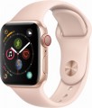 Apple - Apple Watch Series 4 (GPS + Cellular), 40mm Gold Aluminum Case with Pink Sand Sport Band - Gold Aluminum