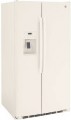 GE - 25.3 Cu. Ft. Side-by-Side Refrigerator with External Ice & Water Dispenser - High-gloss bisque