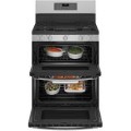 GE Profile - 6.8 Cu. Ft. Frestanding Double Oven Gas True Convection Range with No-Preheat Air Fry - Stainless Steel