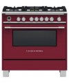 Fisher & Paykel - 4.9 Cu. Ft. Self-Cleaning 5 Burner Dual Fuel Range - Red