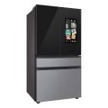 Samsung - BESPOKE 23 cu. ft. 4-Door Flex™ French Door Counter Depth Refrigerator with WiFi and Customizable Panel Colors - Matte Black Steel