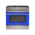 Forno Appliances - Galiano 5.36 Cu. Ft. Freestanding Dual Fuel Electric Range with Convection Oven - Blue Door - Blue