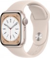 Apple Geek Squad Certified Refurbished Watch Series 8 (GPS) 41mm Aluminum Case with Starlight Sport Band - S/M - Starlight