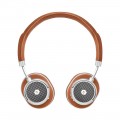 Master & Dynamic - MW50+ 2-In-1 Wireless On + Over-Ear Headphones - Silver Metal/Brown Leather