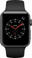 Apple - Apple Watch Series 3 (GPS + Cellular), 42mm Space Gray Aluminum Case with Black Sport Band - Space Gray Aluminum