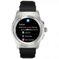MyKronoz - ZeTime Hybrid Smartwatch 39mm Stainless Steel - Brushed Silver with Black Silicone Band