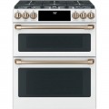 Café - 7 Cu. Ft. Self-Cleaning Slide-In Double Oven Dual Fuel Convection Range, Customizable - Matte White
