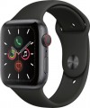 Apple - Geek Squad Certified Refurbished Apple Watch Series 5 (GPS+Cellular) 44mm Space Gray Aluminum Case with Black Sport Band - Space Gray Aluminum