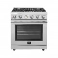 Forno Appliances - Livorno Alta Qualita 4.62-cu ft Freestanding Single Oven LP Conversion Convection Range - Silver