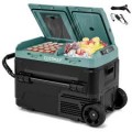 Costway - Dual Zone 12V Car Refrigerator 42QT Portable Compressor Fridge Freezer (-4℉~68℉) for RVs - Green
