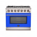 Forno Appliances - Capriasca 5.36 Cu. Ft. Freestanding Gas Range with Convection Oven - Blue Door - Blue