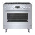 Bosch - 800 Series 3.7 cu. ft. Freestanding Dual Fuel Convection Range with 6 Dual Flame Ring Burners - Stainless Steel