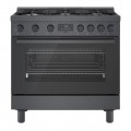 Bosch - 800 Series 3.7 cu. ft. Freestanding Dual Fuel Convection Range with 6 Dual Flame Ring Burners - Black Stainless Steel